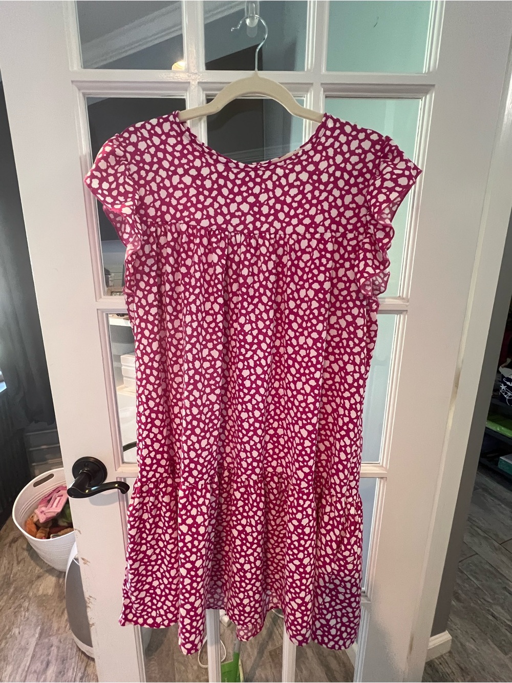 Haptics womenโs dress in spotted pink